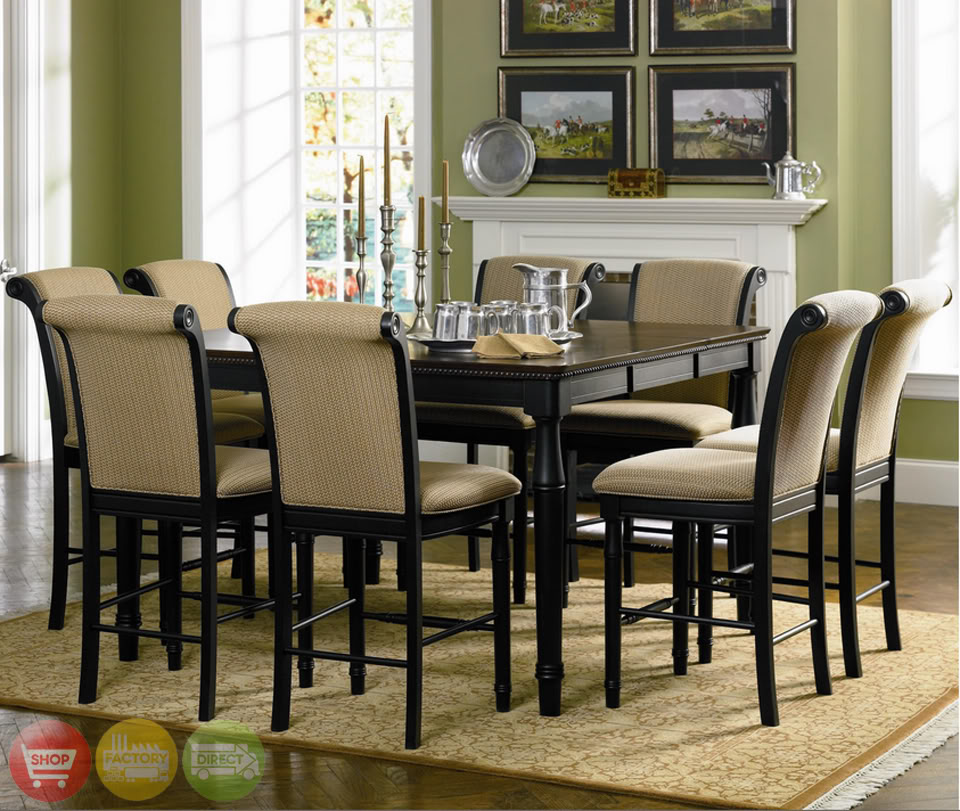 Picture of Stylish Dining Tables with Drapery Stacked Chairs