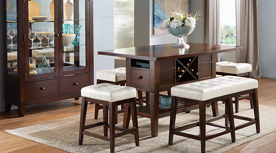 Picture of Stylish Dining Tables with Drapery Stacked Chairs