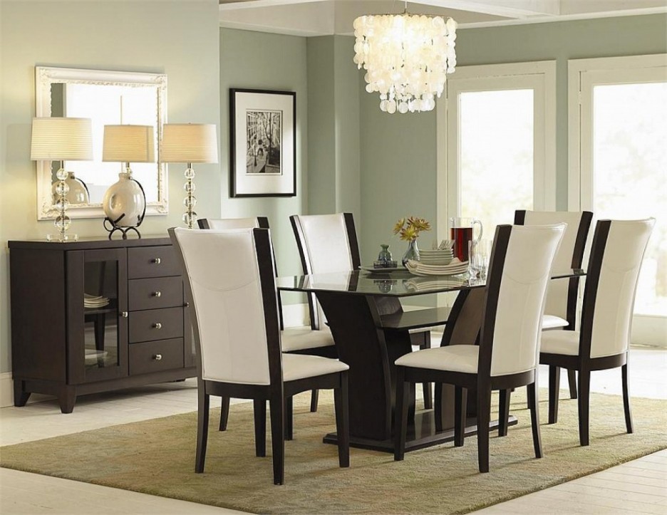 Picture of Stylish Dining Tables with Drapery Stacked Chairs
