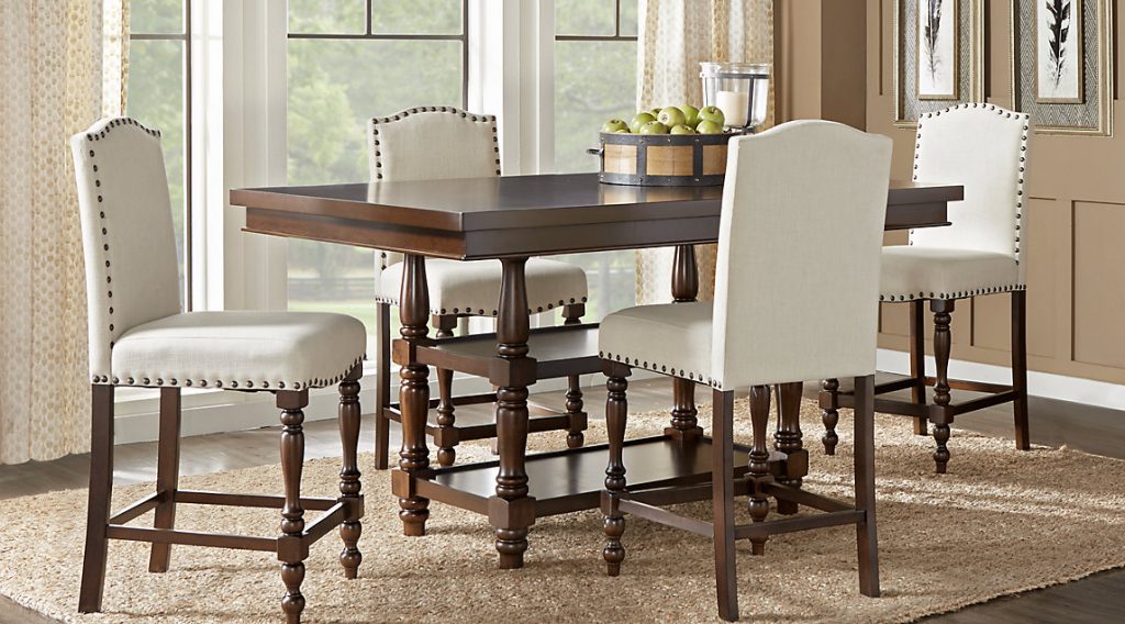 Picture of Stylish Dining Tables with Drapery Stacked Chairs
