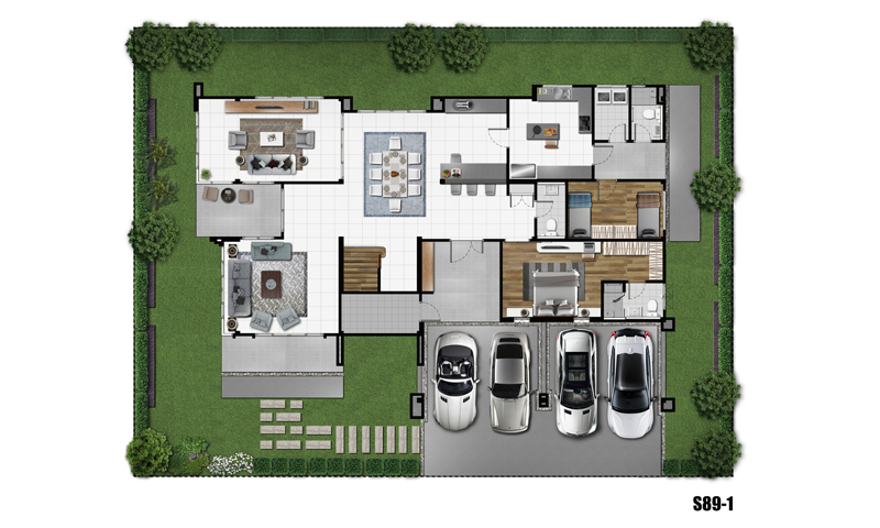 One Story House Plan With 4 Or 5