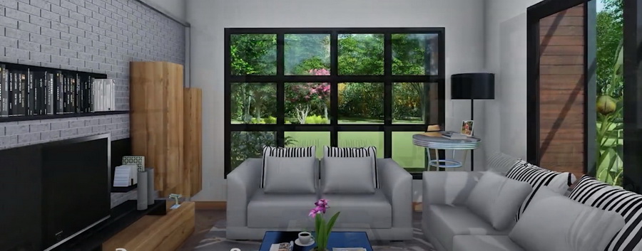 Picture of Modern Narrow House Design with Stylish Exterior