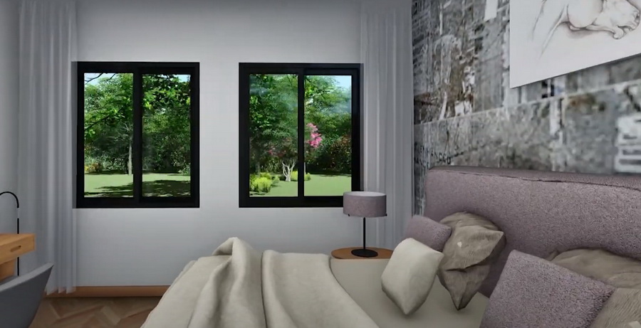 Picture of Modern Narrow House Design with Stylish Exterior