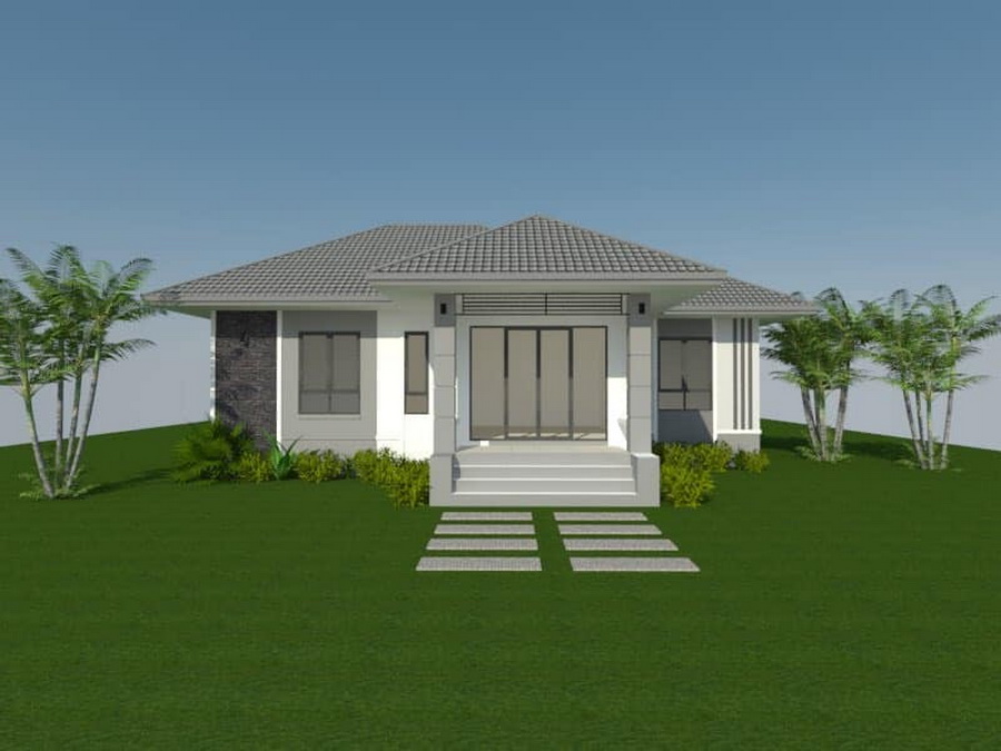 Picture of Single Storey Contemporary Home Plan in a Garden Lawn