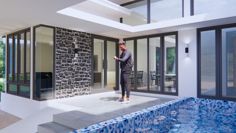 Picture of L-shaped Modern House with a Swimming Pool