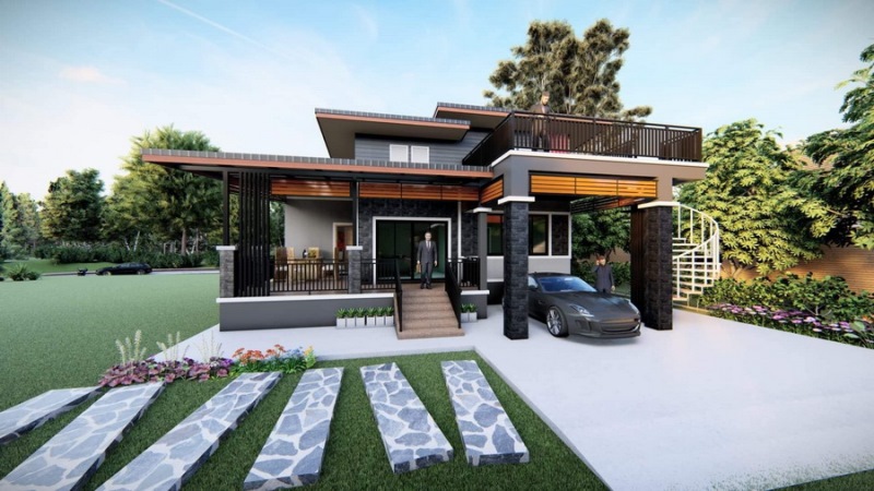 Picture of Single Level Contemporary House with Elegant Exterior Concepts