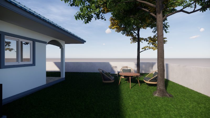 Picture of Three Bedroom Bungalow House in Blue Hip Roof 