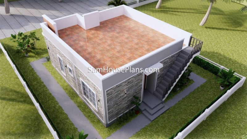 Picture of Elegant Modern Bungalow Home with Stones Wall 