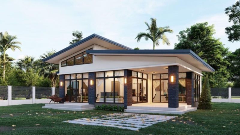 Picture of Cozy Modern House Design with Enormous Glass Windows 