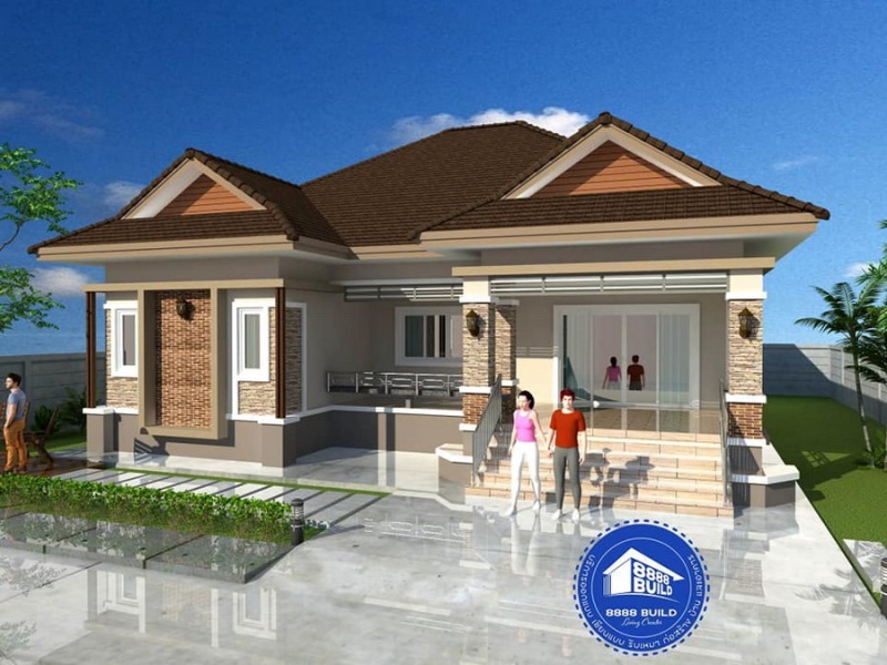 Picture of Modern Bungalow Home Plan with Twin Dutch Gable Roof 