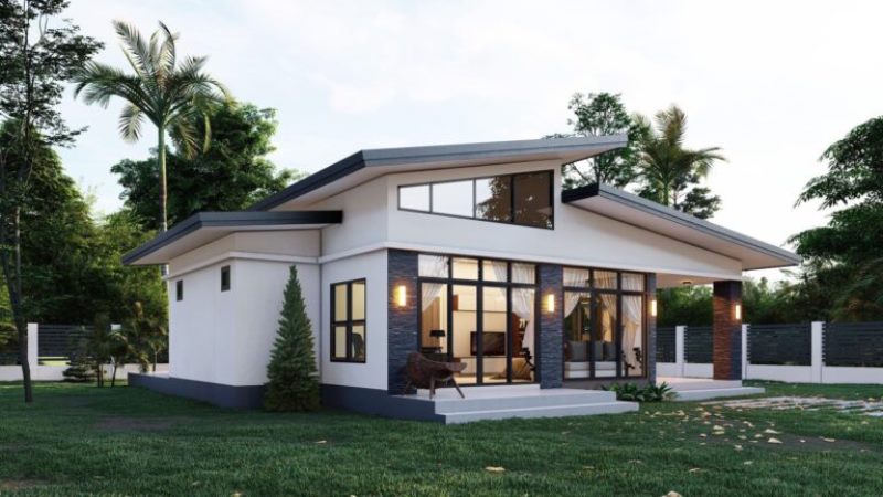 Picture of Cozy Modern House Design with Enormous Glass Windows 