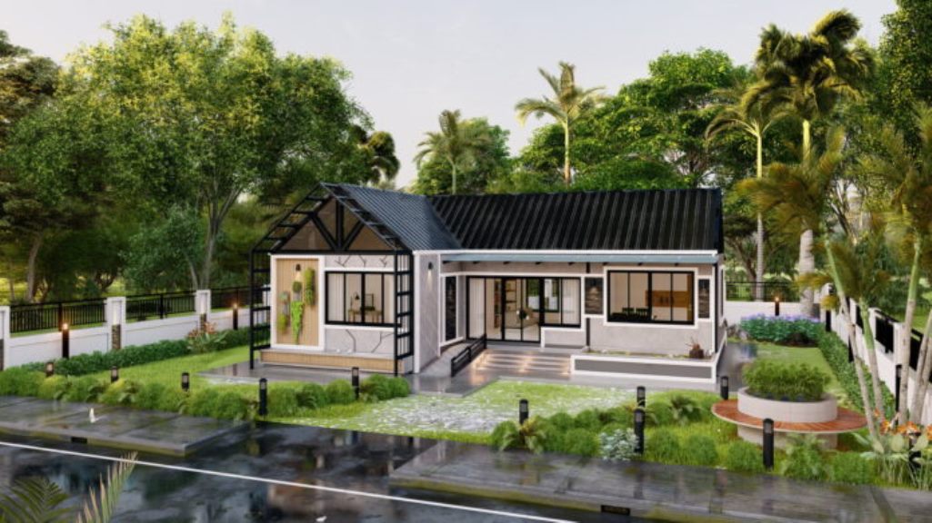 Picture of Single Detached House Design in L-shaped Concept