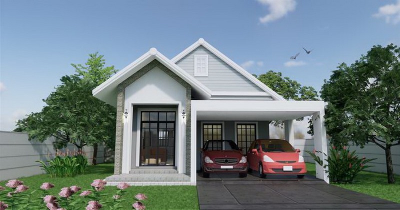 Picture of Modern One-Storey House with Side Load Garage