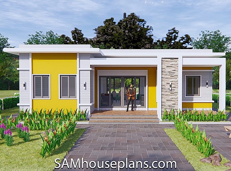 Picture of Single-Storey House Design in Grey and Yellow Shades