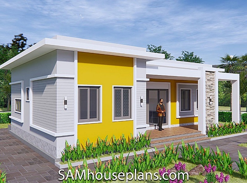 Picture of Single-Storey House Design in Grey and Yellow Shades