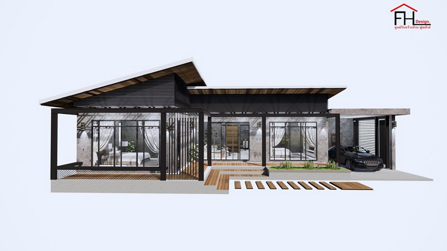 Picture of Contemporary House with Large-Sized Glass Windows