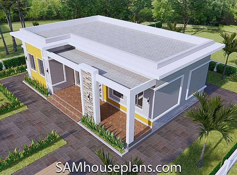 Picture of Single-Storey House Design in Grey and Yellow Shades
