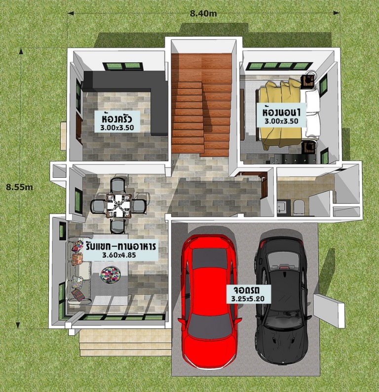 Picture of Modern Two Storey House with Cross Gable Roof