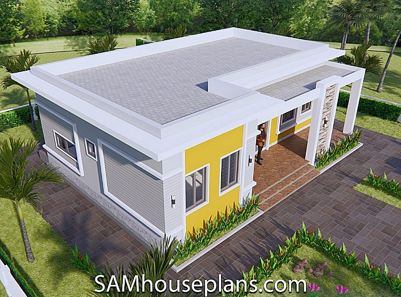 Picture of Single-Storey House Design in Grey and Yellow Shades