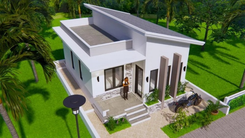 Picture of Low-Cost Small House Design with Skillion Roof