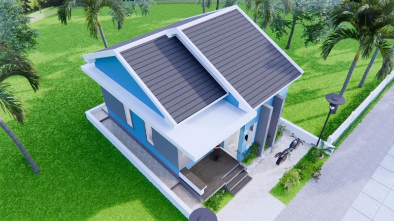 Picture of Graceful Bungalow House Plan in Blue and Grey Shades