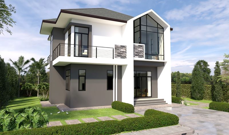 Picture of Two-Storey Contemporary House Plan with Five Bedrooms 