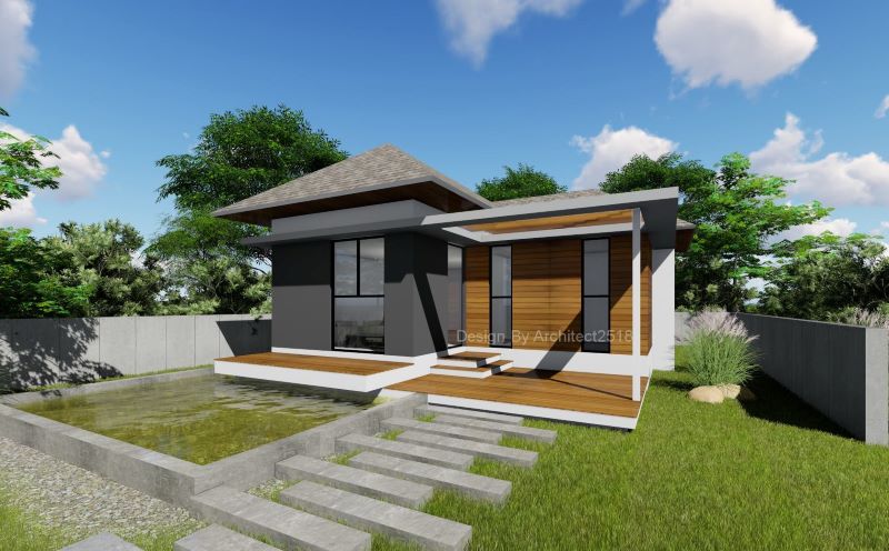 Picture of Contemporary Country Home Plan with Wooden Wall Cladding