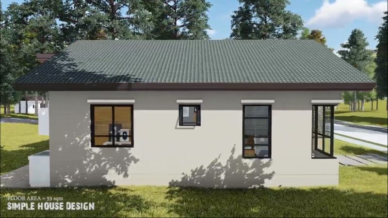 Picture of Simple Bungalow Home Design with Stones Wall Layer