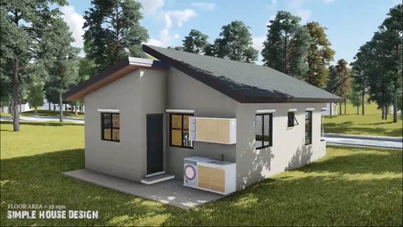 Picture of Simple Bungalow Home Design with Stones Wall Layer