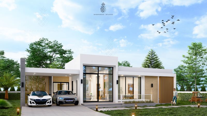 Picture of Contemporary Exterior Design of an Elegant One Storey House 