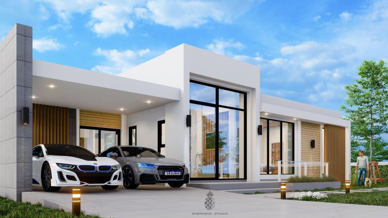 Picture of Contemporary Exterior Design of an Elegant One Storey House 