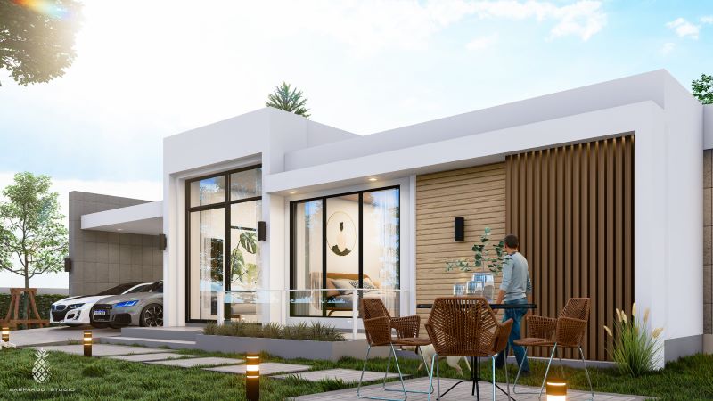 Picture of Contemporary Exterior Design of an Elegant One Storey House 