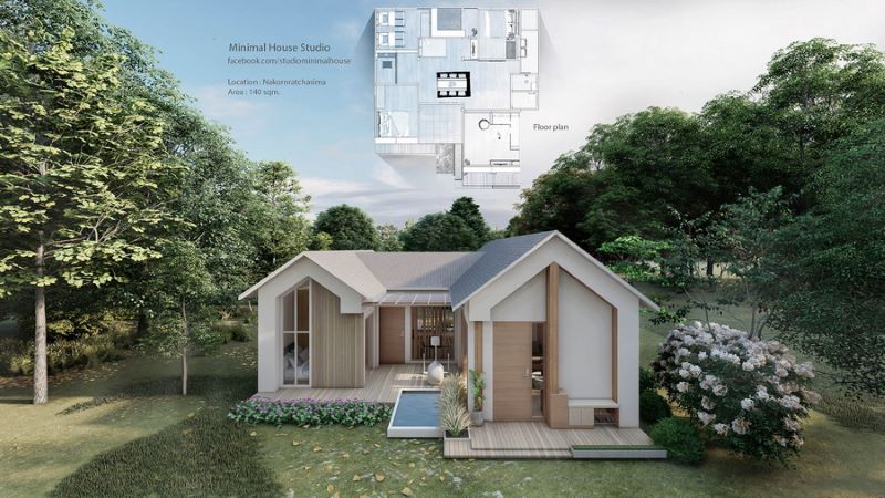 Picture of Modern Minimalist Home Design in White and Brown Shades