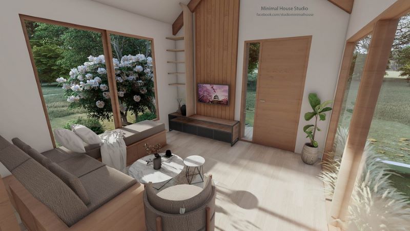 Picture of Modern Minimalist Home Design in White and Brown Shades