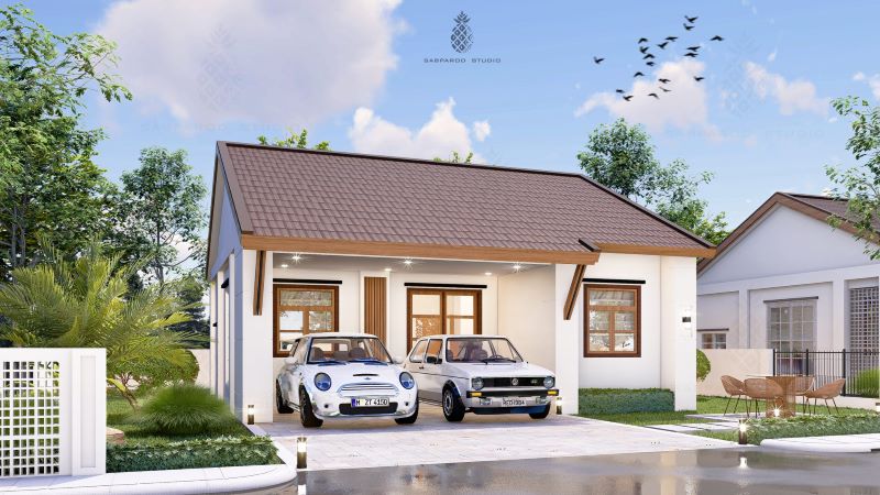 Picture of One-Storey Modern House with High-Pitched Gable Roof
