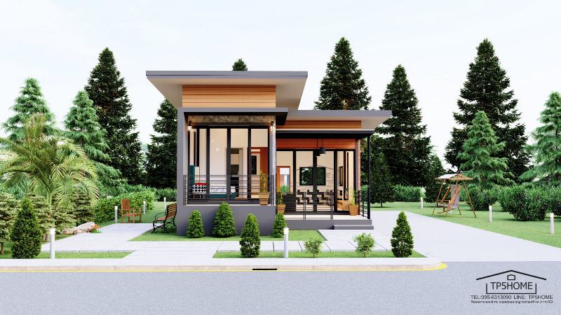 Picture of Contemporary Bungalow Home Design with High Ceilings