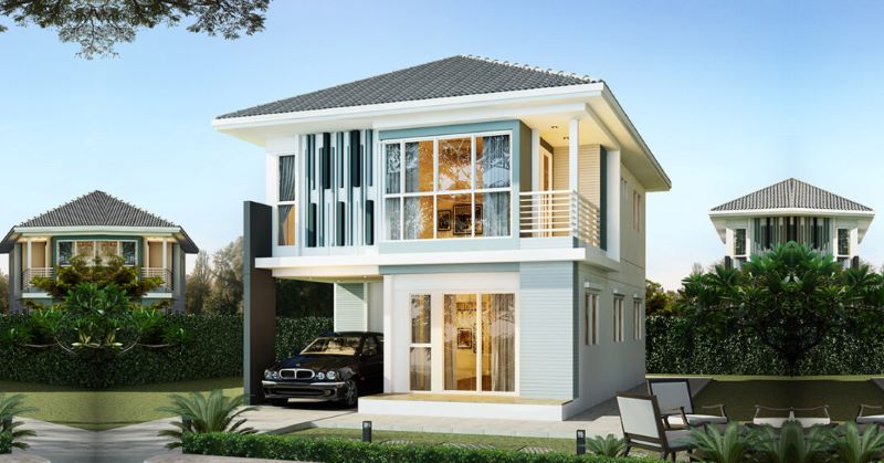 Picture of Deluxe Contemporary House Plan with Two-story Great Room