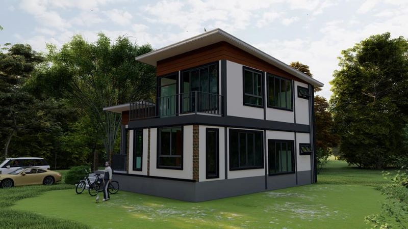 Picture of Two-Storey House Design with Enormous Glass Panels