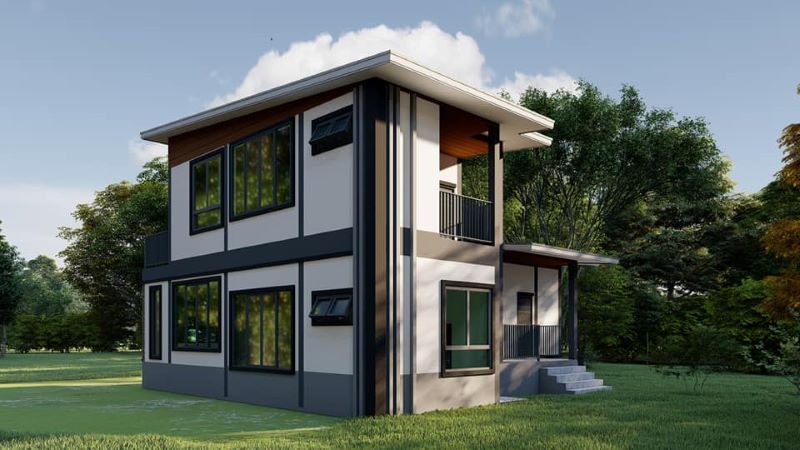 Picture of Two-Storey House Design with Enormous Glass Panels