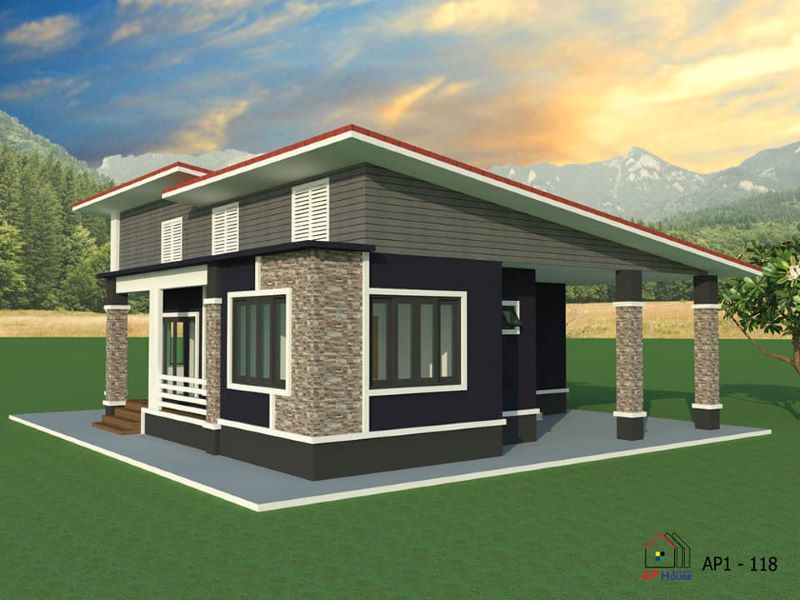 Picture of Contemporary Prairie Ranch Home with Veneer Stones