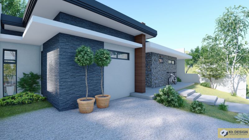 Picture of One-Story Contemporary House Stones Wall Cladding