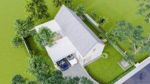 Picture of Nordic Style L-Shaped House Design with Two-Car Garage 