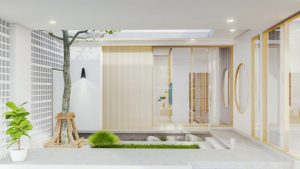 Picture of Nordic Style L-Shaped House Design with Two-Car Garage 