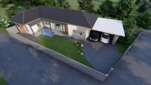 Picture of Contemporary-Style L-Shaped House with Four Bedrooms