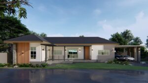 Picture of Contemporary-Style L-Shaped House with Four Bedrooms