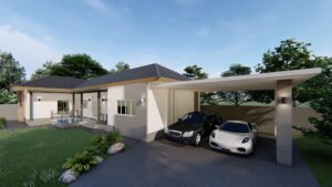 Picture of Contemporary-Style L-Shaped House with Four Bedrooms