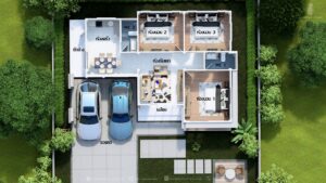 Picture of Elegant Three-Bedroom House Plan with Regal Glass Façade